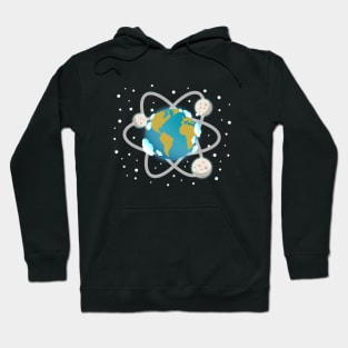 Atomic Earth with orbiting moons Hoodie